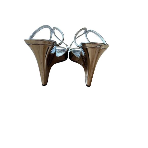 Jimmy Choo NIB Anise 85 Wedge Heel Slide Sandals in Silver Size 39 - Picture 6 of 11